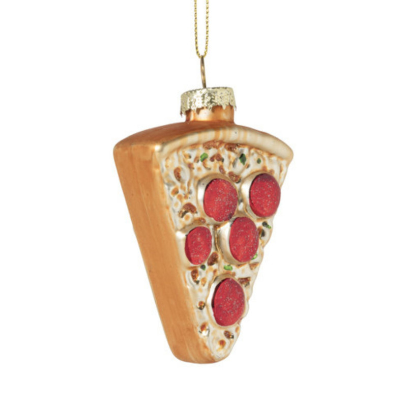 Kersthanger pizzapunt - multikleur - 9x6x2.5 cm